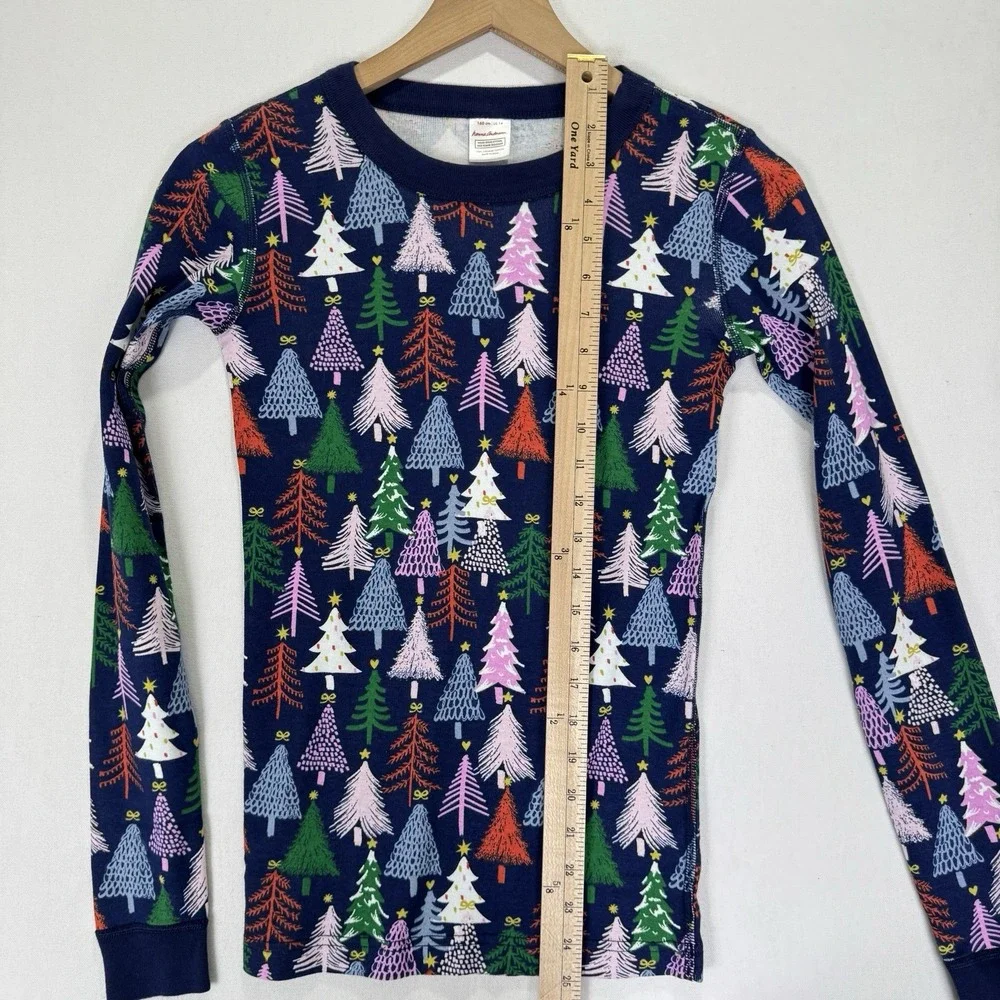 Hanna Andersson Pajama Top Unisex Youth 14/‎ 160CM Blue Holiday Christmas Cotton